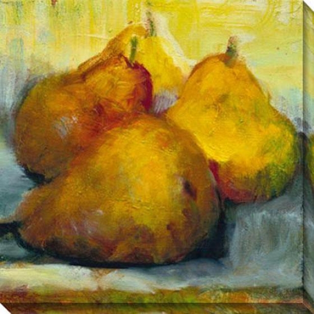 "sun Bathing Pears Canvas Wall Art - 40""hz40""w, Gold"