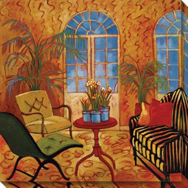 "sunroom With Narcissus Canvas Wall Art - 40""hx40""w, Orajge"