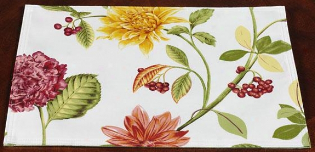 Sunshine Floral Indoor Outdoor Placemats - Set Of 4 - Set Of 4, Pink/green