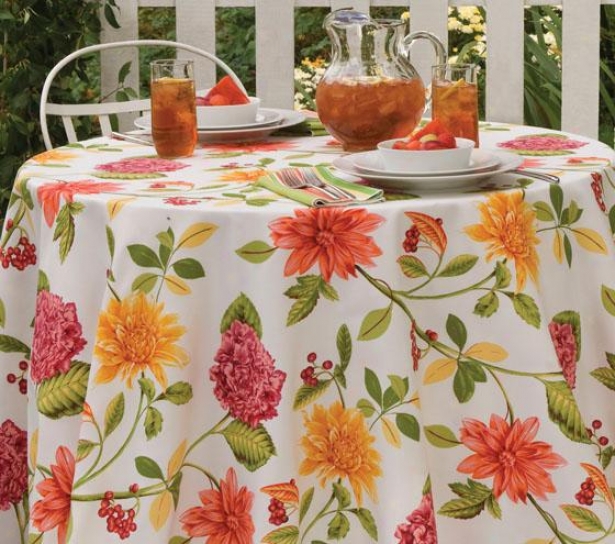 "Illumination Floral Indoor Outdoor Tablecloth - 6""x102"", Pink/green"