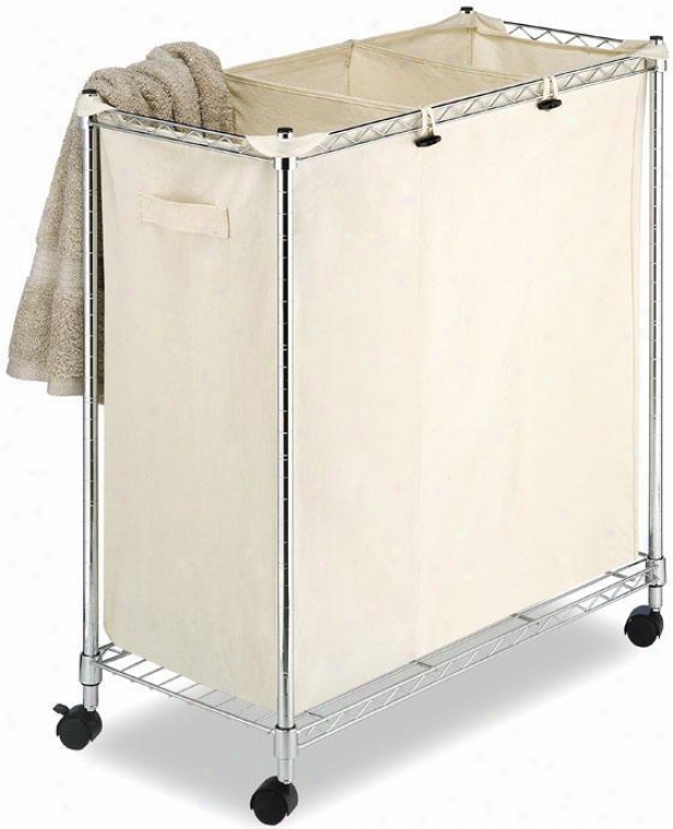 "supreme Canvas Laundry Sorter - 32""hx30""w, Chrome/canvas"