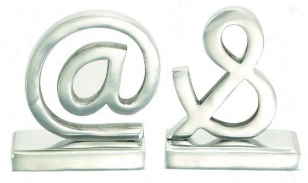 "symbols Bookends - Set Of 2 - 7""hx6""w, Silver"