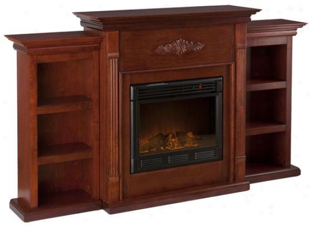 Tabitha Fireplace With Bookcases - Electric Frplce, Maroon