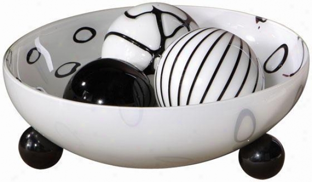 "takala Bowl With 3 Balls - 6""hx13""w, Ebony/chocolate"