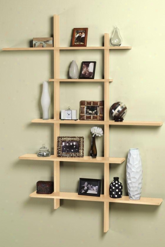 Tall Contemporary Display Shelf - Tall, Brown Wood