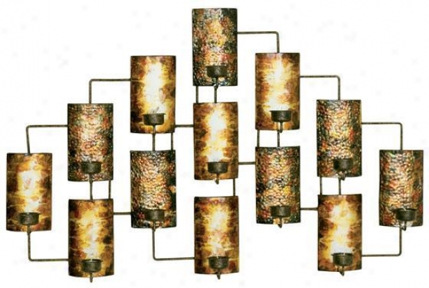 "tealight Candleholders Wall Art - 21.5""hx34.5""w, Golden"