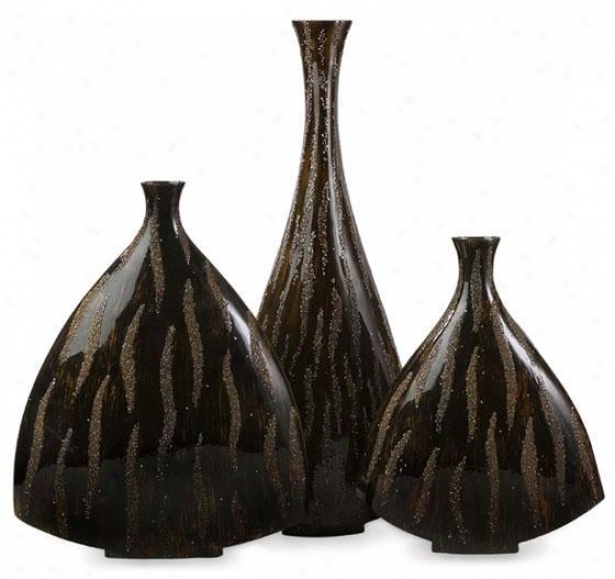 Terra Vases - Set Of 3 - Set Of 3, Brown