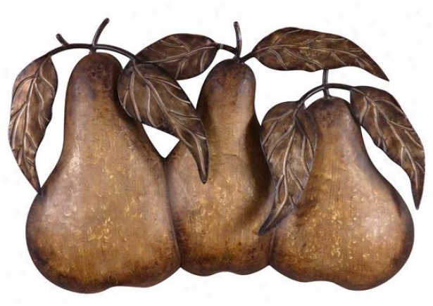 "three Pears Wall Art - 19""hx29""w, Antique Tan"