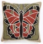 "butterfly Hook Pillow - 18"" Square, Olive Rust Brwn"