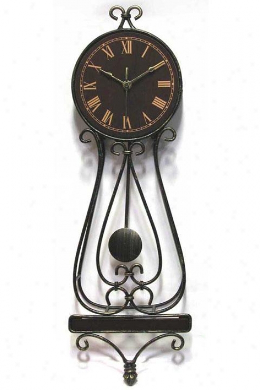 Clock - Classic Wrought Iron Pendulum Wall Clock - Wall, Black Iron