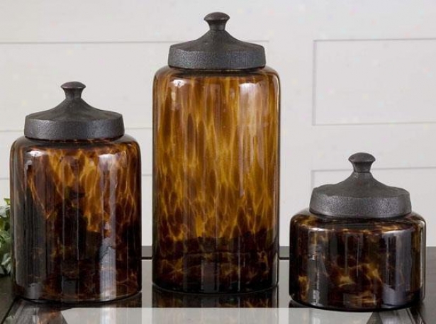 Tortoise Canisters - Set Of 3 - Set Of 3, Brown