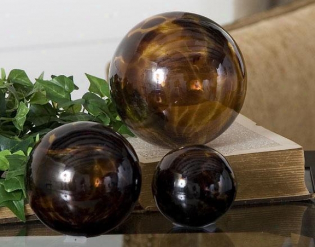 Tortoise Spheres - Set Of 3 - Set Of 3, Brown