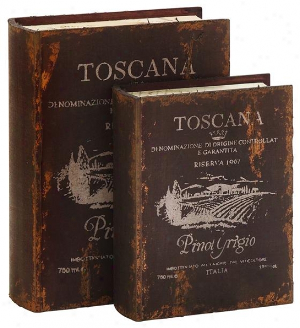 Toscana Book Box - Set Of 2 - Set Of Two, Distressed