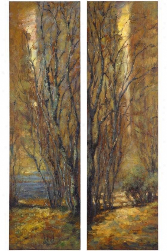 "tree Panels - Set Of 2 - 70""hx20""w, Earthtones"