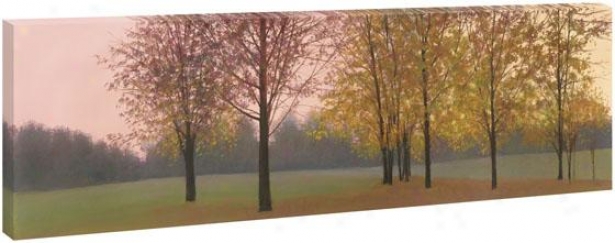 Trees At Dusk Wall Art - 28hx65wx1.5d, Green