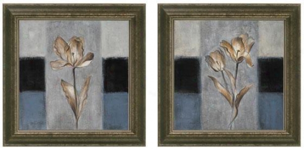 Tulip In Blue Framed Wall Art - Set Of 2 - Set Of Two, Blue