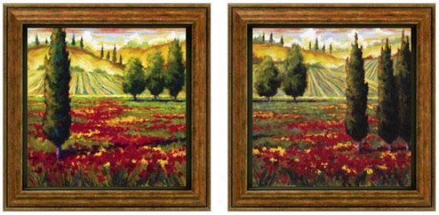 Tuscany In Bloom Framed Wall Art - Set Of 2 - Set Of Two, Green