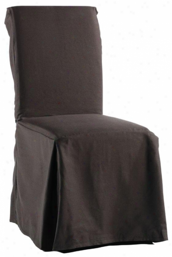 Twill Long Chair Slipcover - Long W/tiea, Coffee Brown