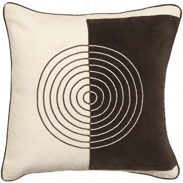 "twost An Turn Pillow - 18""x18"", Ecru/chocolate"