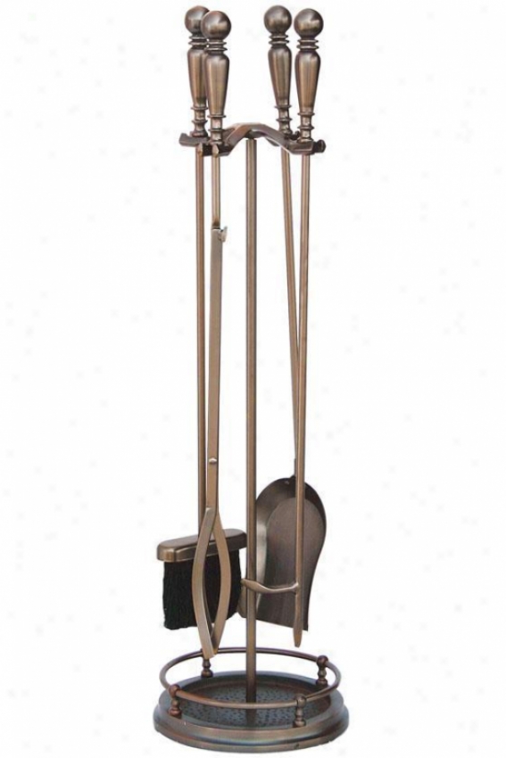 "venetian 5-piece Fireplace Tool Set - 32""hx9""w, Bronze"