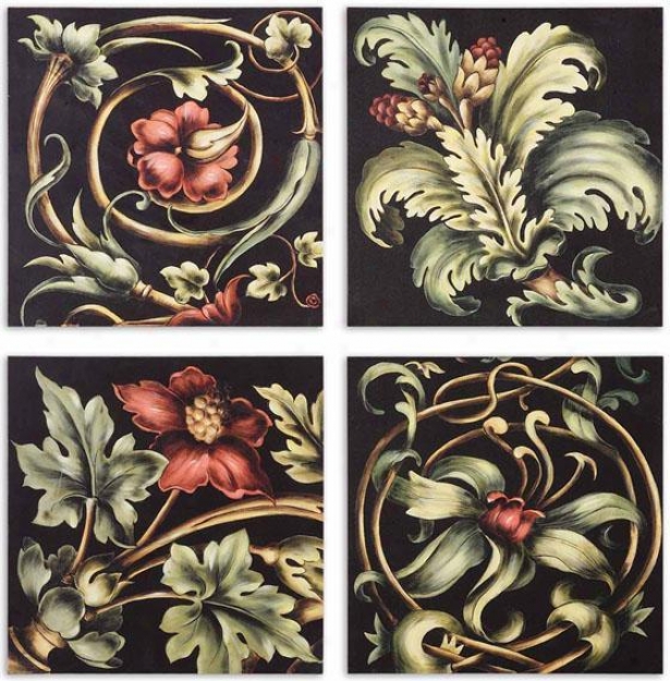 Vibrant Floral Wall Art - Set Of 4 - Set Of 4, Multi