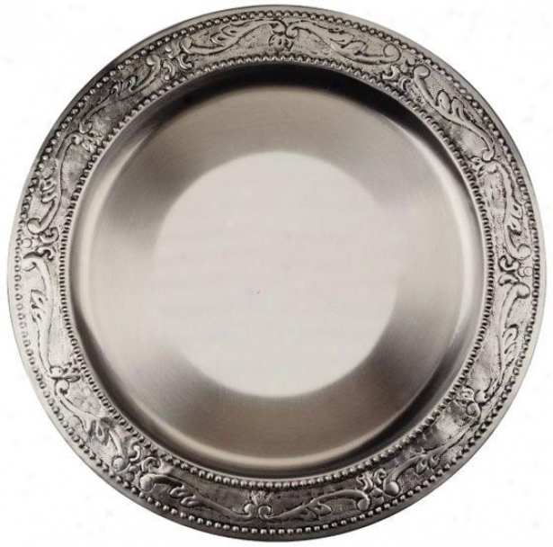 Victoria Antique Embossed Charger Plates - Set Of 6 - Set Of 6, Gray