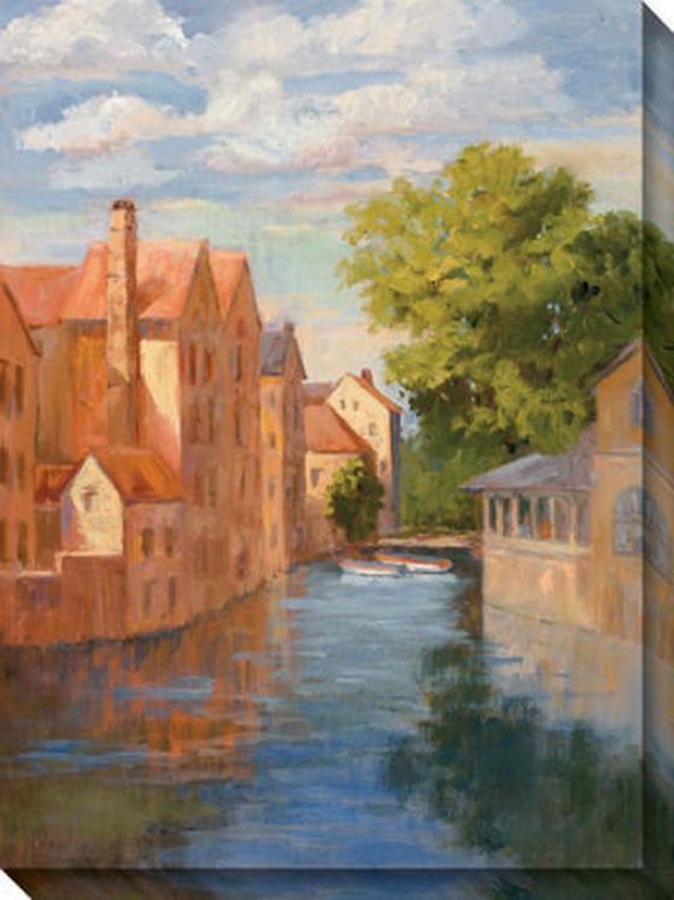 View From The Canal Ii Canvas Wall Art - Ii, Orange/blue