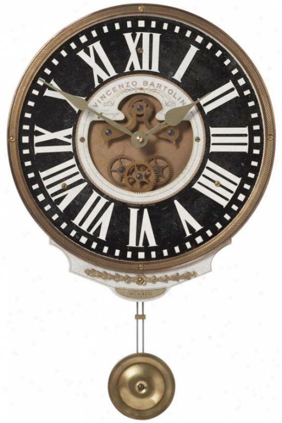 "vincenzo Bartolini Wall Clock - 11 X 17 X 2""d, Wtherd Wh/braqs"