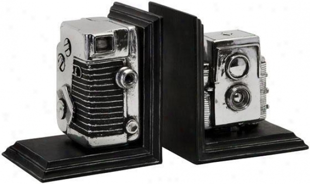 Vintage Camera Bookends - Set Of 2 - Set Of 2, Silver