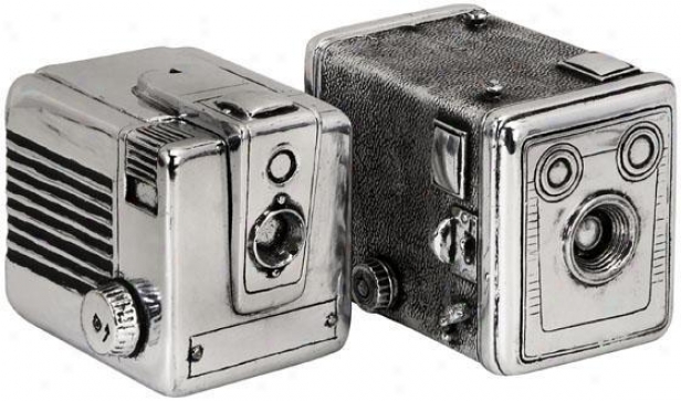 Vintage Camera Boxes - Set Of 2 - Set Of 2, Silver