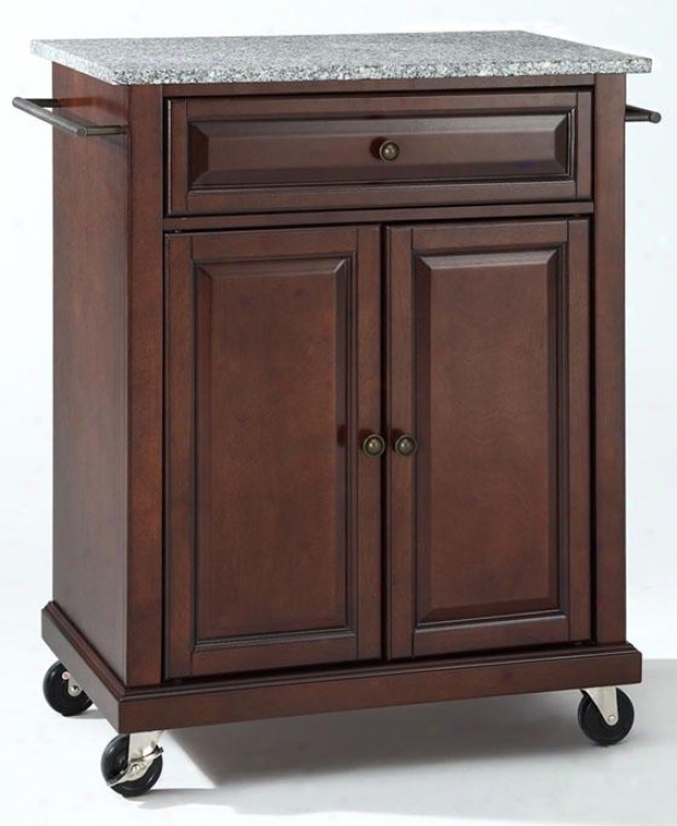 "vintage Mahogany Kitchen Cart - 36""hx28""wx18""d, Granite"