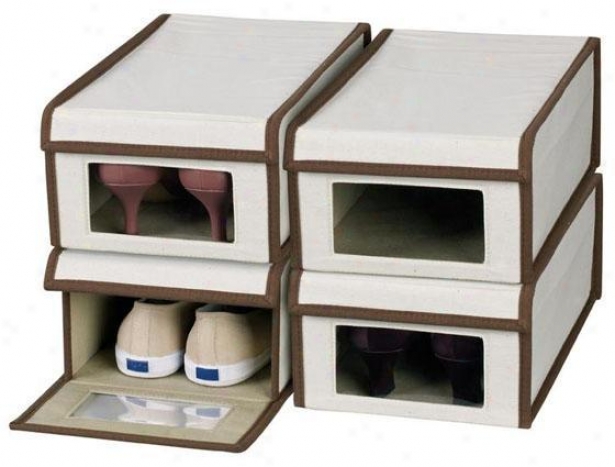 Vision Shoe Box - Set Of 4 - Set Of 4, Brown