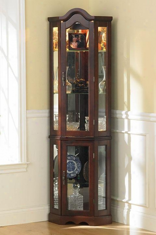 "vitric Lighted Curio - 70""hx21""wx16""d, Maroon"