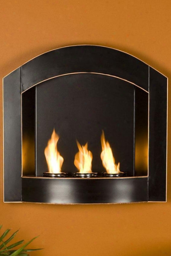 Waall-mounted Indoor/outdoor Arched Top Fireplace - Arched Top, Black