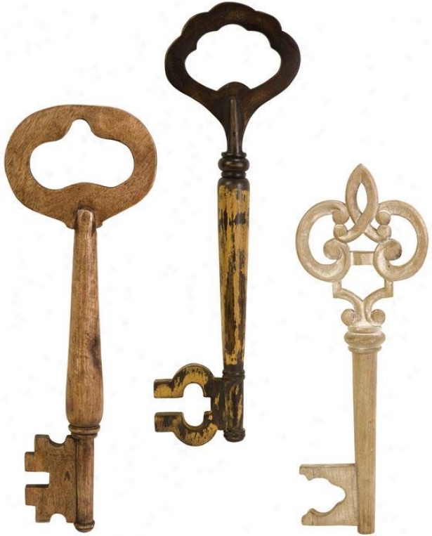 Walter Awkward Wall Keys - Plant Of 3 - Set Of 3, Earth Tones