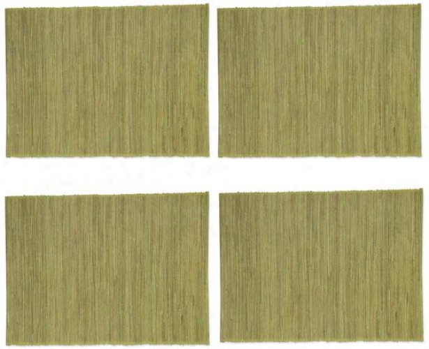Water Hyacinth Placemats - Set Of Four, Green