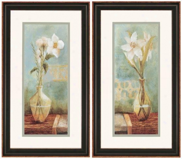 "white Flowers Wall Art - Set Of 2 - 28""hx16""w, Pedantic "