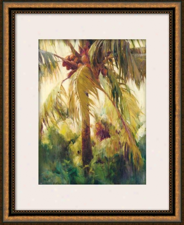 "Uncivilized Coconut Ii Framed Wall Art - 36""hx29""w, Matted Gold"