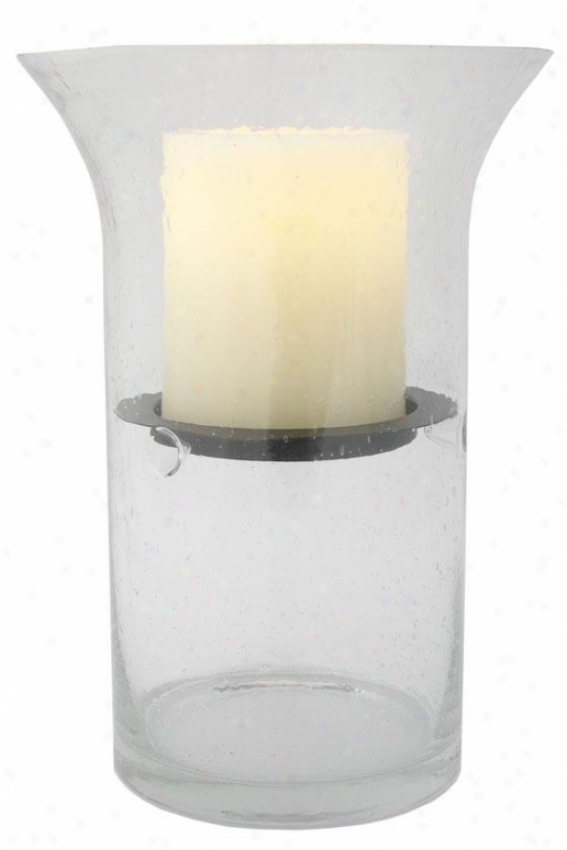 "wilshire Fillable Hurricane Candle - 12.5h X 6""wx6""d, Clear Bubbled"