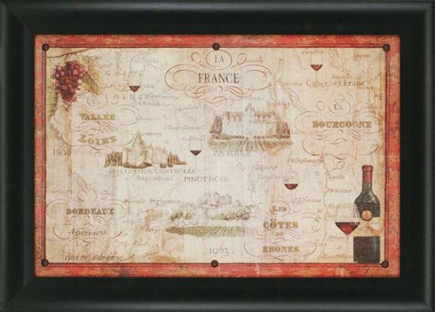 "wine Map Wall Art - 30""hx42""wx2""d, Red "