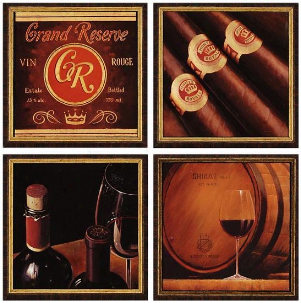 Wine Wall Art - Set Of 4 - Set Of 4, Red