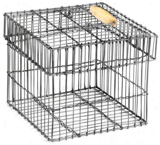 Wire Basket With Lid - 8.5x7.5, Steel Gray