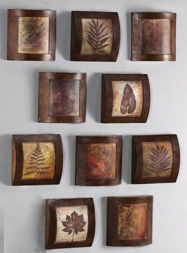 "wooden Fossil Collage Wall Art - 10"" Square, Multi"