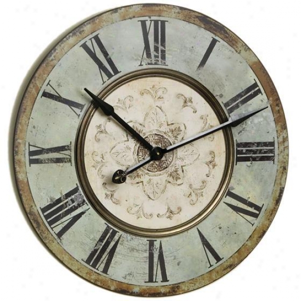 "wooden Wall Clock - 29""dia, Aqua Blue"