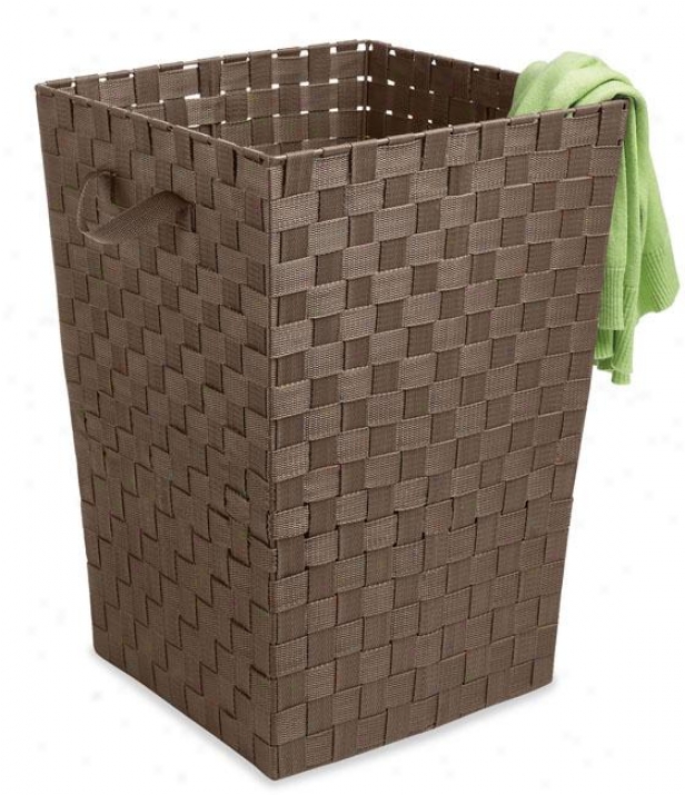 "wvoen Strap Cloothes Laundry Hamper - 20""hx15""square, Coffee"