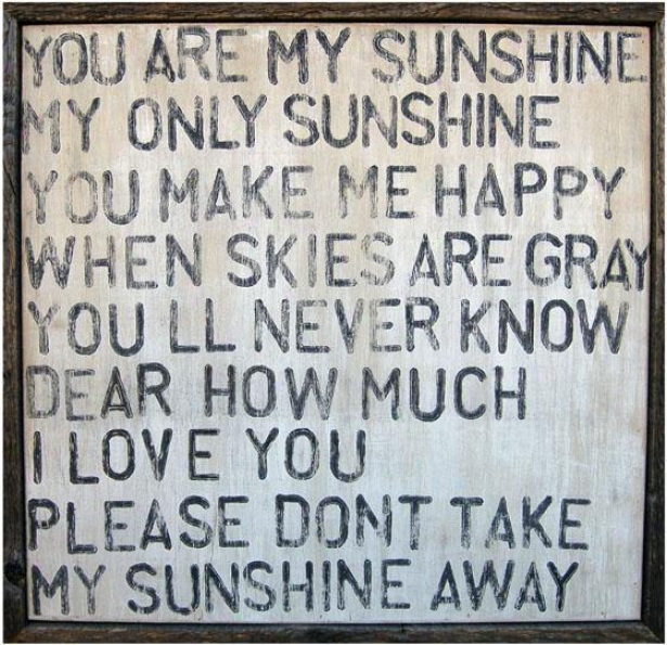 "you Are My Sunshine Wooden Sign - 26 X 26"", Washed White"