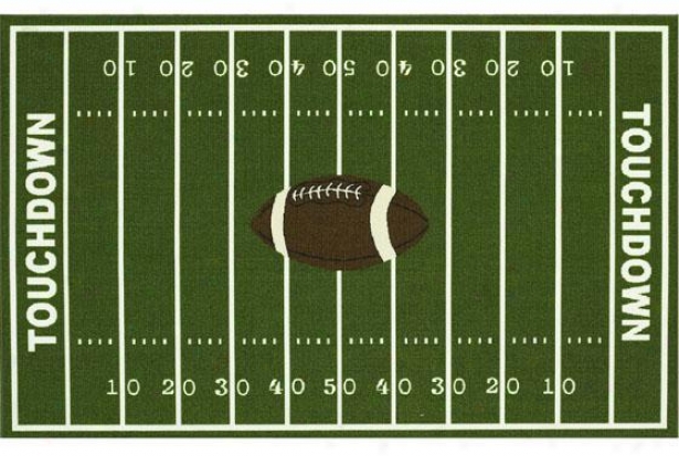 "football Field  Area Rug - 4'11""x7', Green"