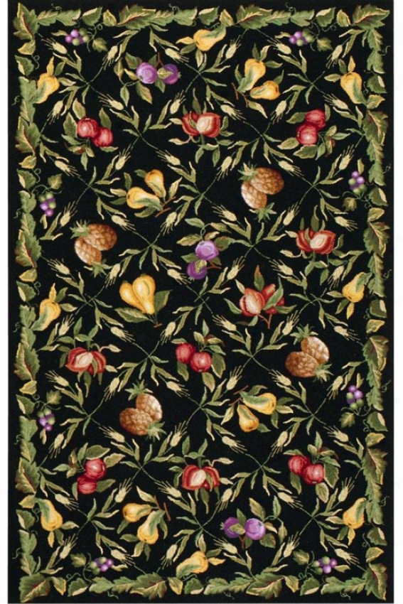 Fruit Garden Area Rug - 3' Round, Negro