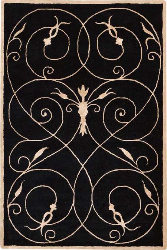 Scrolls Area Rug I - 2'x3', Black