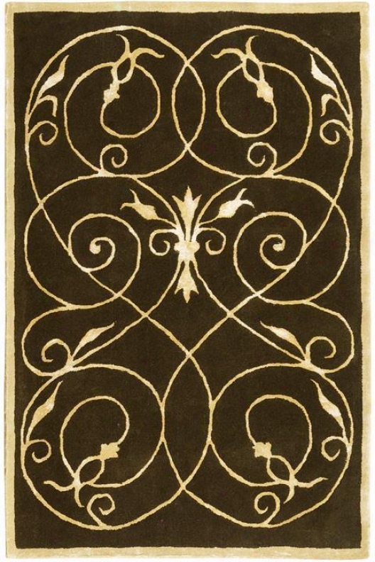 "scrolls Rug Design - 2'6""x14' Runner, Chocolate Brown"